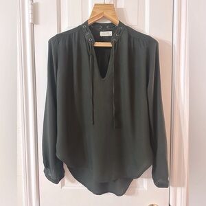 Bella Dahl Bianca Bohemian Grommet Tie Neck Pullover Blouse